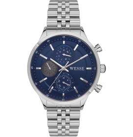 Resim Wesse Wwg207402 Quartz Çelik Gri Mavi Kadran 43 Mm Erkek Kol Saati Gri 