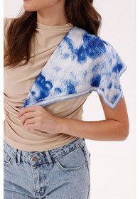 Resim Gök Mavisi Desenli Fular Estascarf Renkli 