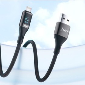 Resim 12w Dijital Ekranlı Usb-a Lightning iPhone Uyumlu İpad Örgülü Şarj Data Kablosu 2 Metre Sku: Smg8690010091444 