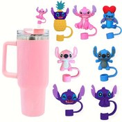 Resim 1 adet Stitch Serisi Silikon Pipet Ucu Kapağı, 10mm Yeniden Kullanılabilir Toz Geçirmez Karikatür 3D Pipet Kapağı Aksesuarı 