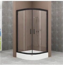 Resim nokta duşakabin 80x80 Siyah Profil Oval Duşakabin+duşteknesi 