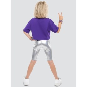 Resim Denokids Kız Çocuk Tayt Gümüş Gri Parlak Metalik Disco Tayt Dizüstü Varak Kumaş 