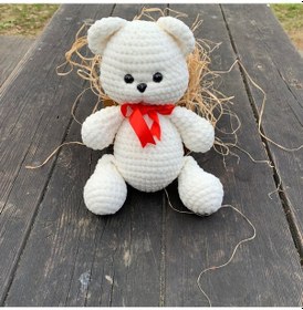 Resim El Yapımı Amigurumi, Doldurulmuş Oyuncak, Tığ İşi Ayı, Yumuşak Oyuncak, Kadife Ayı,30 CM 11,8 İnç 
