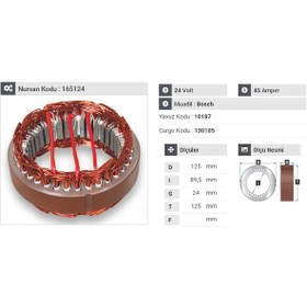 Resim 24v Alternatör Statör Bosch Tipi 45 A N11.2711 