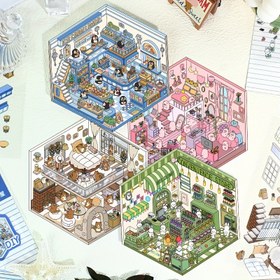 Resim Kendin Yap 3D Ev Stickerları, Eğlenceli Kendin Yap Sticker Sahnesi, Kendin Yap Sticker Sahnesi Kendi Favori Kabinini Yap, Zaman Geçirmek İçin, Kış İçin Mükemmel, Yeni Yıl 