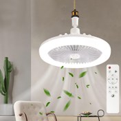 Resim 360 Derece Ayarlanabilir Tavan Vantilatörü Işıkla - Uzaktan Kumanda, Beyaz Plastik, İç Mekan Kullanımı, 110V-240V, Soğutma ve Aydınlatma için Çift Fonksiyonellik, Ev İçi İçin Modern Tasarım, Uzaktan Kontrollü Vantilatör | Çağdaş Aydınlatma | Ayarlanabilir Kanatlar 