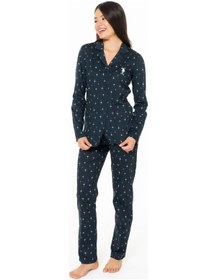 Resim U.S. Polo Assn. U.s Polo Assn. 20173 Kadın Uzun Kollu Gömlek Pijama Takım-lacivert Lacivert 