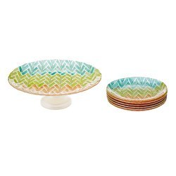 Resim Evo Yeşil Turuncu Pasta/Tatlı Seti 