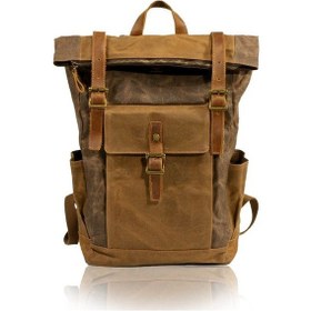 Resim Muchuan 9120 Kanvas Deri Retro Sırt Çantası Kahverengi 