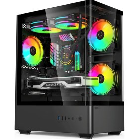Resim Gametech Intense Siyah 500w 80p Tuş Kontrol Rgb 5x120mm Fan Kasa 
