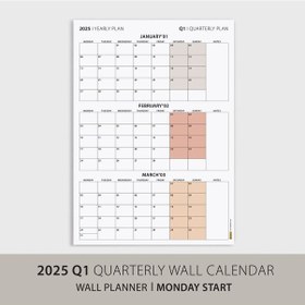 Resim Üç Aylık Planlayıcı 2027 Duvar Takvimi, Ocak - Mart 2027, 90 Günlük Planlama, Yılın Birinci Çeyreği 