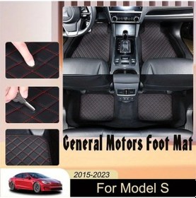 Resim Honeybeeshop Tesla Model S 2015-2023 Mavi 4 Adet 3 Katmanlı Suni Deri Zemin Matı, Dayanıklı Kolay Temizlenir 