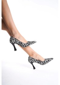 Resim Cinzia Kuum Sivri Burun Kadın Topuklu Stiletto Siyah Beyaz Ayakkabı Siyah Beyaz 