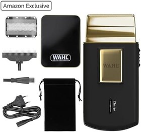 Resim Wahl Travel Shaver Gold Edition kablosuz ve şarj edilebilir elektrikli tıraş makinesi, erkekler için, seyahat, saç ve sakal kesmek için ideal, kompakt ve taşınabilir 