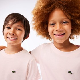 Resim Lacoste Çocuk Bisiklet Yaka Açık Pembe T-Shirt 