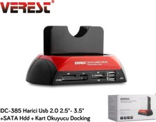 Resim HDC-385 2.5"-3.5" Ide Sata Usb 2.0 Harddisk Hdd Kutusu + Kart Okuyusu + Docking Statıon Everest