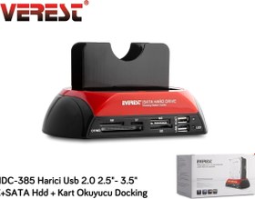 Resim HDC-385 2.5"-3.5" Ide Sata Usb 2.0 Harddisk Hdd Kutusu + Kart Okuyusu + Docking Statıon Everest