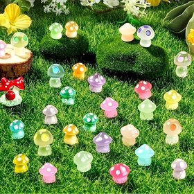 Resim 50 adet/20 adet Karanlıkta Parlayan Mini Mantar Figür Seti - Fayans El Sanatları Süsleri, Peri Bahçesi, DIY El Sanatları ve Ev Dekorasyonu için, Elektrik Gerektirmez, Sınırlar Aşan E-ticaret, Sıcak Seçim, Karanlıkta Parlayan Küçük Mantar DIY El Yapımı Aksesuarlar Fayans Küçük Süsler Mikro Manzara Süsleri Moss 
