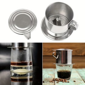 Resim Sızdırmaz Filtreli Paslanmaz Çelik Damlama Kahve Makinesi - Vietnam Tarzı Pour-Over Kahve Makinesi, Dayanıklı ve Kullanımı Kolay Tasarım Evde Kahve Yapmak İçin, Espresso, Pour Over Kahve, Damlama Kahve Makinesi Yapmak İçin Mükemmel | Modern Kahve Makinesi | Dayanıklı Kahve Makinesi 