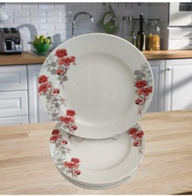 Resim Gür Al Porselen Çiçek Desenli 6 Adet 25cm Servis Tabağı 