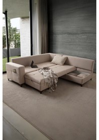 Resim Aura Köşe Koltuk Takımı Sütlü Kahve Sağ Köşe Sütlü Kahve 