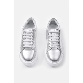 Resim Nilufarr Julia Gümüş Hakiki Deri Kadın Sneaker 