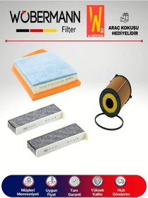 Resim Wöbermann Citroen Berlingo 1.6 HDI E5 Filtre Bakım Seti 2011-2017 3'lü Karbonlu 