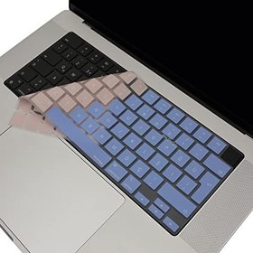 Resim McStorey MacBook Klavye Koruyucu TÜRKÇE Q BASKILI UK-TERS L- Enter Tipi Air 13,6-15,3inç- Pro 14,2-16,2inç M1-M2-M3-M4 Pro MAX Uyumlu, Silikon Klavye Filmi, Ultra İnce Hafif Yıkanabilir Mavi Pembe 