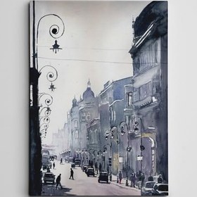 Resim Sokak Lambaları Kanvas Tablo 35 x 50 CM 
