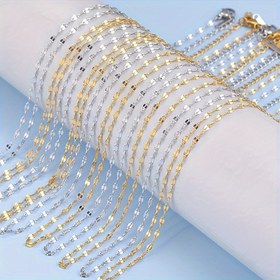Resim 10 Adet Paslanmaz Çelik Dudak Zinciri Kolyeleri, 40+5CM, DIY Uyumlu, O-Halka Stili, Kadınlar İçin Uygun 