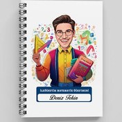 Resim Erkek İlköğretim Matematik Öğretmeni Karikatürlü Defter 