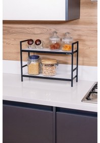 Resim Mudesa Metal Masa Servis Rafı 2 Raflı Dekoratif Mutfak Banyo Düz 