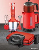 Resim GoldMaster Yakamoz Elektrikli Mutfak Çeyiz Seti 3 Lü Evlilik Paketi Kırmızı 