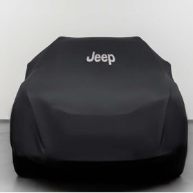 Resim Teksin Jeep Compass Uyumlu 1 (2006-2010) Kumaş Logolu Oto Branda - Penye Örtü Siyah 