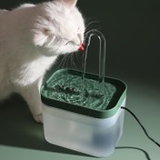 Resim 1.5L Modern Kedi Su Çeşmesi Yeşil Vurgularla - Döngüsel Filtreli Dağıtıcı, Type-C Fiş, Kediler İçin, 220V-240V, Pil Gerektirmez 