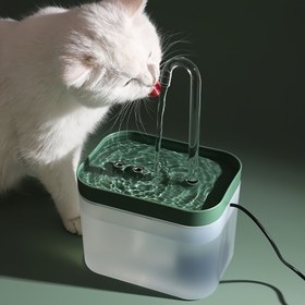 Resim 1.5L Modern Kedi Su Çeşmesi Yeşil Vurgularla - Döngüsel Filtreli Dağıtıcı, Type-C Fiş, Kediler İçin, 220V-240V, Pil Gerektirmez 