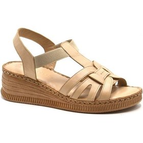 Resim Venüs 24028801 Kadın Hakiki Deri Dolgu Topuk Comfort Sandalet Bej 
