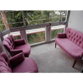 Resim Azra Mobilya Çay Seti Oturma Grubu Oturma Takımı Iskelet Berjer Koltuk Takımı Balkon Bahçe Mobilyası Gül Kurusu 