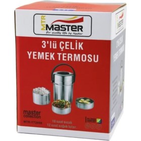 Resim abnturk 3’Lü 3 Kablı Çelik Yemek Termosu 2 Litre 10 Saat Sıcak 12 Saat Soğuk tutar 