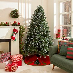 Resim New Year Yılbaşı Karlı Kozalaklı Yılbaşı Çam Ağacı 210 cm 1367 Dal 