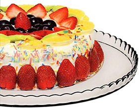 Resim Pasabahce Premium Clear Glass Servicing Tray, Uniqe Desing Cake Stands, Server Plate, 