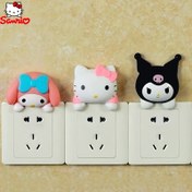 Resim Sanrio 1 Adet Switch Sticker Seti - Sevimli Hello Kitty, My Melody ve Kuromi Duvar Priz Kapak Dekorasyonu, Oda Süslemesi, Festival Hediyesi 