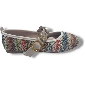 Resim Markopark 154-25 Hasır Örgülü İnci Tokalı Kadın Babet Çok Renkli 