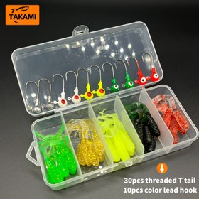 Resim TAkami 40 adet canlı yuvarlanmış kuyruk yumuşak wobbler kurşun kanca ile, 5.51 cm silikon yüzen balıkçılık yemleri - karışık renkler (yeşil, sarı, siyah, kırmızı) - temel tatlı su ve tuzlu su balıkçılığı aksesuarları - olta balıkçıları için mükemmel hediye, balıkçılık ekipmanları 