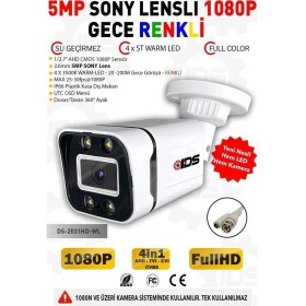 Resim IDS 5MP Lens 1080P AHD Full HD Güvenlik Kamerası Beyaz Gece Görüşlü Tüm Mekanlar İçin Su Geçirmez 