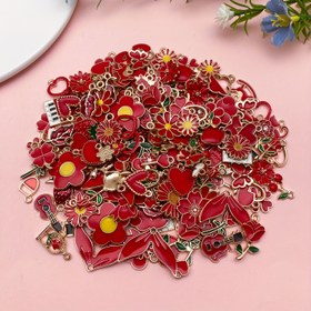 Resim 20/50/100 adet Kırmızı Karışık Emaye Şanslar Takı Yapımı için - Çeşitli Canlı Çiçek ve Yıldız Tasarımları, Dayanıklı Çinko Alaşımlı Kolyeler Bileklikler, Bilezikler, Kolyeler ve Küpeler için, Takı Yapımı için Şanslar, Bilezik Aksesuarları, Renkli Aksesuar, İncelikli El Sanatları 