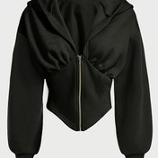 Resim Kadınlar için Rahat Mor Renkli Fermuarlı Kapüşonlu Hoodie - Uzun Kollu, Bağcıklı Kapüşon, Ön Cebi, Polyester Karışımı, Sonbahar/Kış Modası, Günlük Giyim Hoodie|Zipup Hoodie|Polyester Karışımı Hoodie 