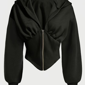 Resim Kadınlar için Rahat Mor Renkli Fermuarlı Kapüşonlu Hoodie - Uzun Kollu, Bağcıklı Kapüşon, Ön Cebi, Polyester Karışımı, Sonbahar/Kış Modası, Günlük Giyim Hoodie|Zipup Hoodie|Polyester Karışımı Hoodie 