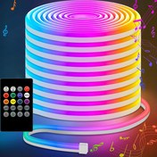 Resim Noel Fantezi LED Şerit Işıkları, USB Güçlü Çok Renkli Aydınlatma, Uzaktan Kumanda ve Müzik Senkronizasyonu ile Yatak Odası, Cadılar Bayramı, Parti Atmosferi, Kızılötesi Sensör, Şarj Edilemeyen Düğme Pili - Esnek 5V DIY LED Halat ile 20-Ana Kontrolcü 