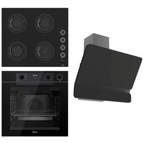 Resim STEAMART-FRYART Serisi Siyah Set (CS205-FA + QEP64CS +D080 ) - Emaye Izgara / Kademeli Musluk 